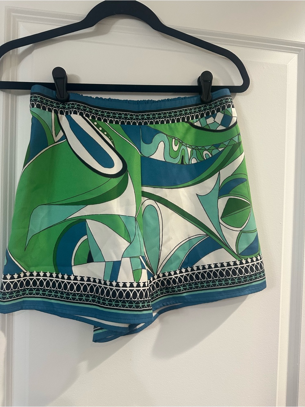 Green & Blue Patterned Women’s Shorts